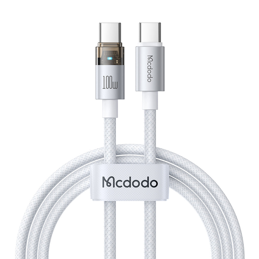 Mcdodo CA-5582 100W C-C Transparent Cable with Charge Light (1.2M) - White