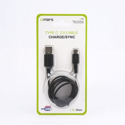 Omars OMCB002 USB-A to USB-C 3A Charging Cable 1.2M (Black)