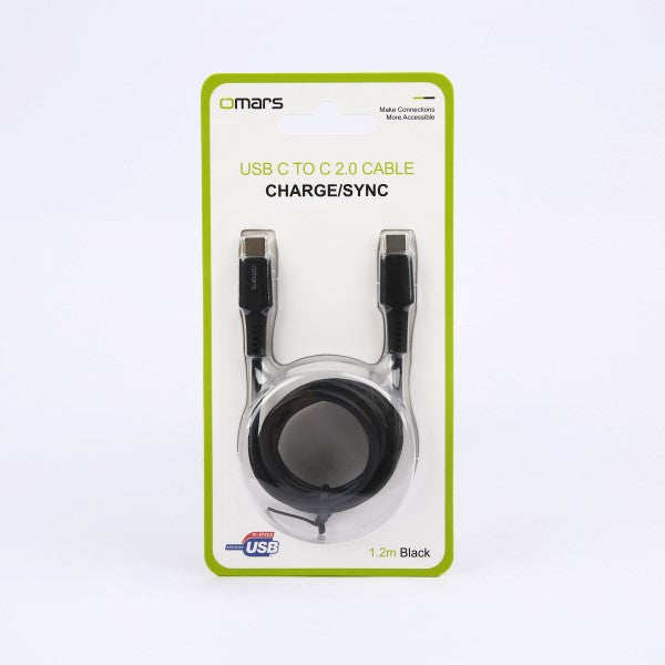Omars OMCB003 USB-C to USB-C 3A Charging Cable 1.2M (Black)