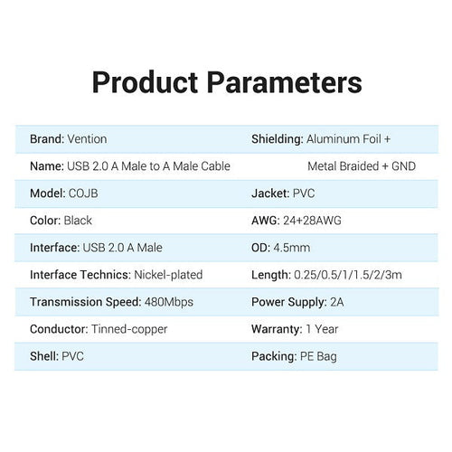Vention COJBF USB2.0 A Male to A Male Cable 1M