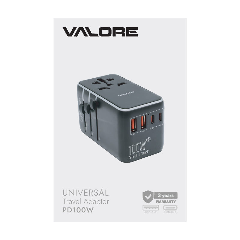 Valore PD100W Universal Travel Adaptor (AC187) - Black