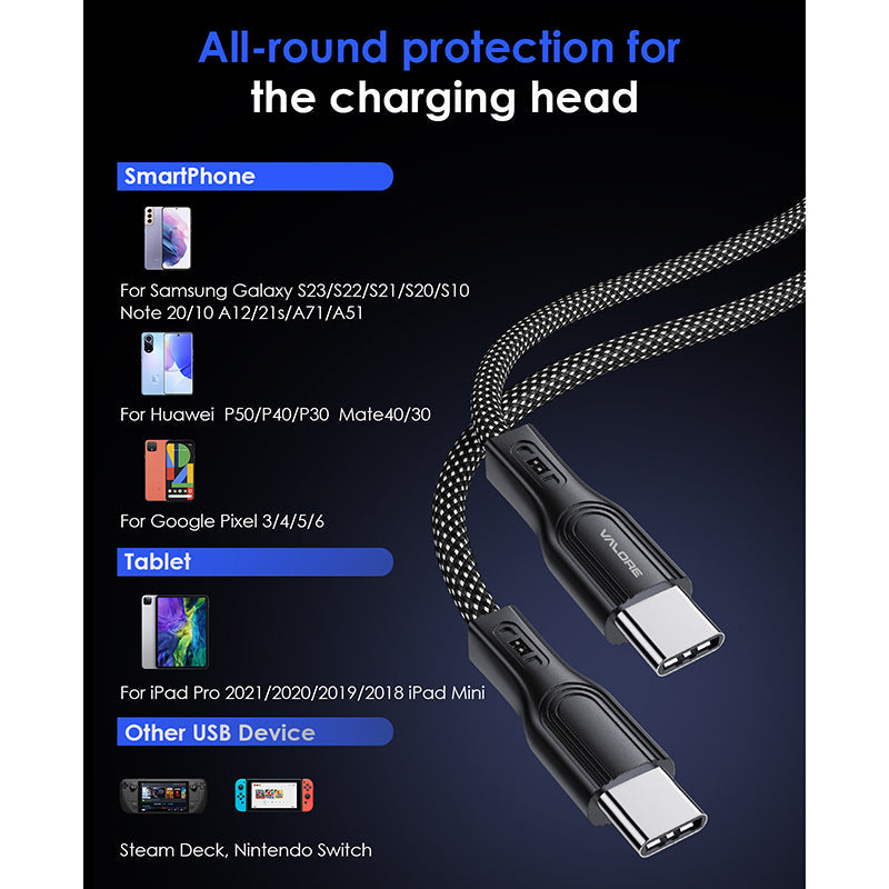 Valore CA-001 PD60W USB-C to USB-C Magnetic Cable (Black)