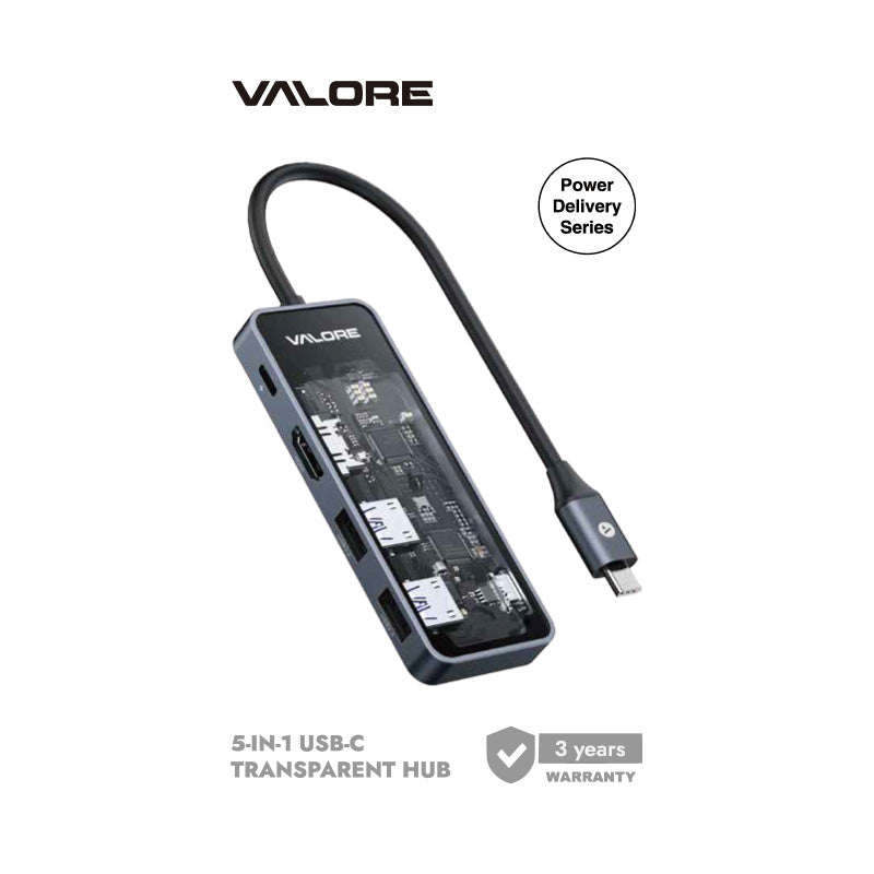 Valore 5-in-1 USB-C Transparent Hub (MH-006)