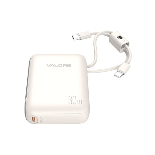 Valore PD30W 10000mAh 2C Cable Power Bank (PD43) - Beige