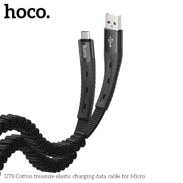 Hoco U78 Cotton USB-A to Micro Charging Cable (Black)