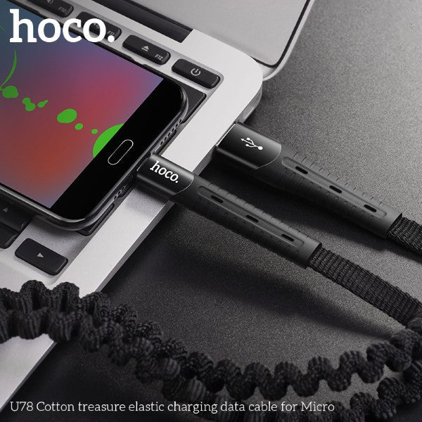 Hoco U78 Cotton USB-A to Micro Charging Cable (Black)