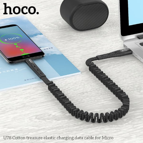 Hoco U78 Cotton USB-A to Micro Charging Cable (Black)