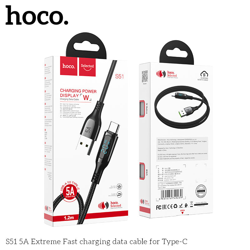 Hoco S51 USB-A to USB-C 5A FastCharging Cable