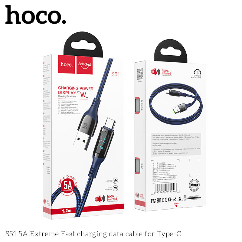 Hoco S51 USB-A to USB-C 5A FastCharging Cable