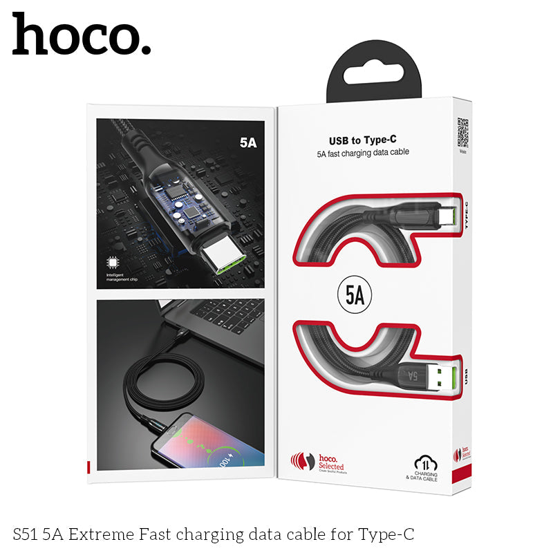 Hoco S51 USB-A to USB-C 5A FastCharging Cable