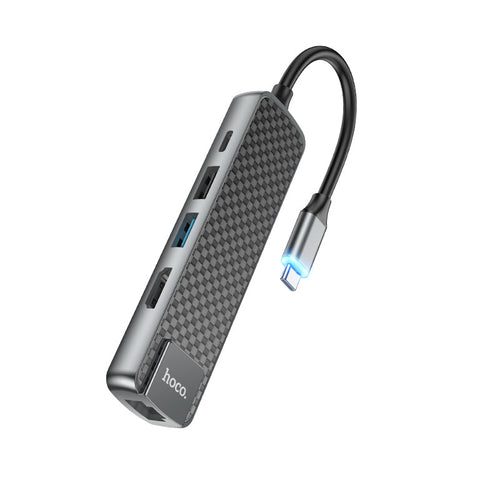 Hoco HB23 Easy view Type-C multifunction adapter(HDMI+USB3.0+USB2.0+RJ45+PD