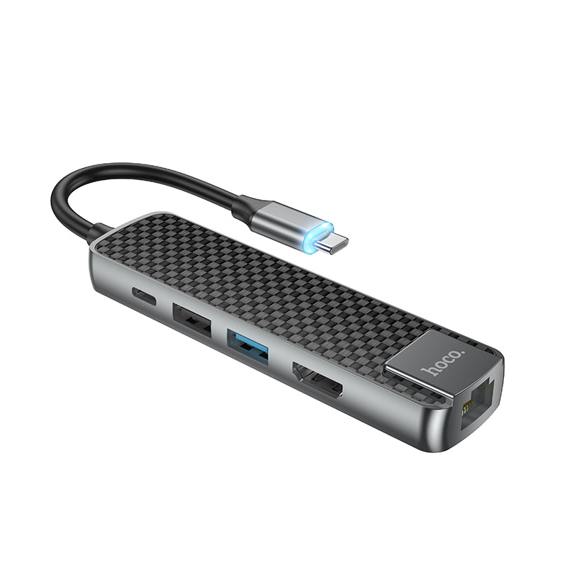 Hoco HB23 Easy view Type-C multifunction adapter(HDMI+USB3.0+USB2.0+RJ45+PD