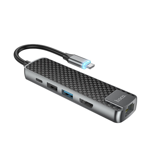 Hoco HB23 Easy view Type-C multifunction adapter(HDMI+USB3.0+USB2.0+RJ45+PD