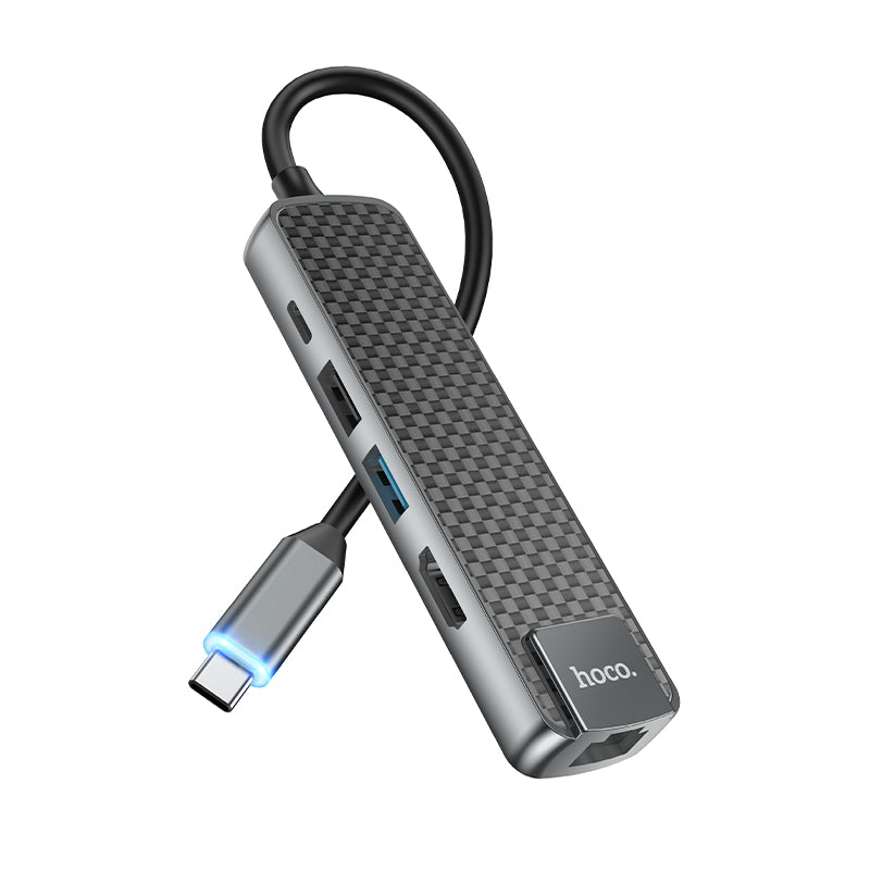 Hoco HB23 Easy view Type-C multifunction adapter(HDMI+USB3.0+USB2.0+RJ45+PD