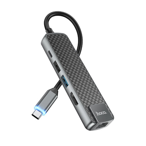 Hoco HB23 Easy view Type-C multifunction adapter(HDMI+USB3.0+USB2.0+RJ45+PD