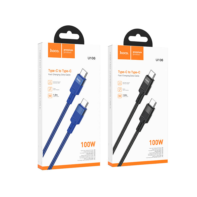 Hoco U106 Moulder 100W charging data cable for Type-C to Type-C