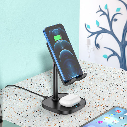 Hoco CW37 Thorough 2-in-1 stand with wireless fast charging