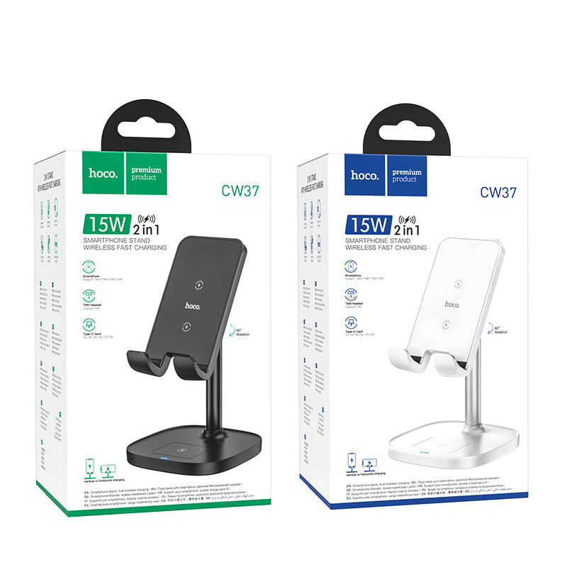 Hoco CW37 Thorough 2-in-1 stand with wireless fast charging