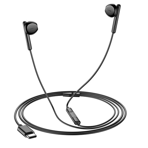 Hoco M93 Type-C Joy Wire-Controlled Digital Earphones with Microphone (Black)