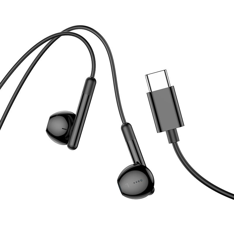 Hoco M93 Type-C Joy Wire-Controlled Digital Earphones with Microphone (Black)