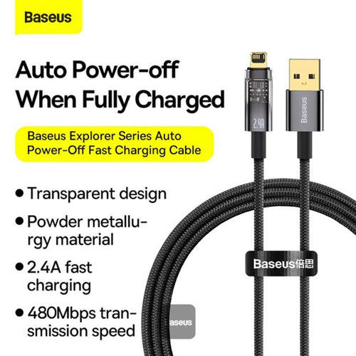 Baseus Explorer Auto Off Fast Charging USB to C 100W 1M Blk