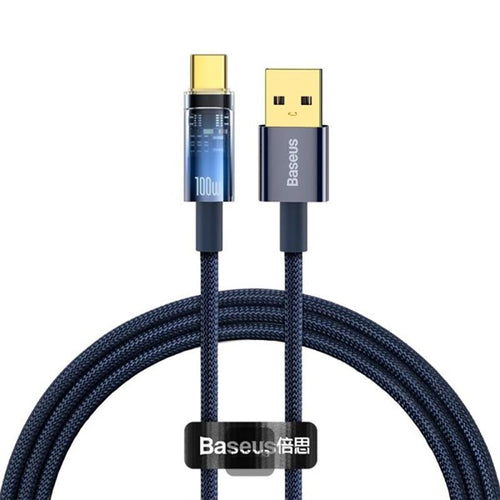 Baseus Explorer Auto Off Fast Charging USB to C 100W 1M Blue