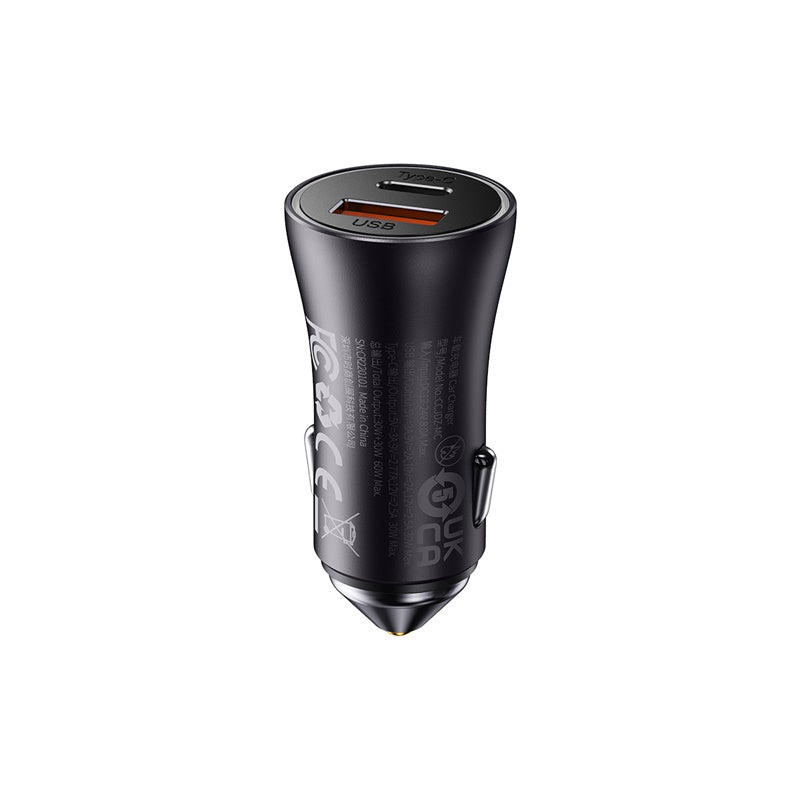 Baseus 60W Dual Port Fast Charging Car Charger U+C D.Grey