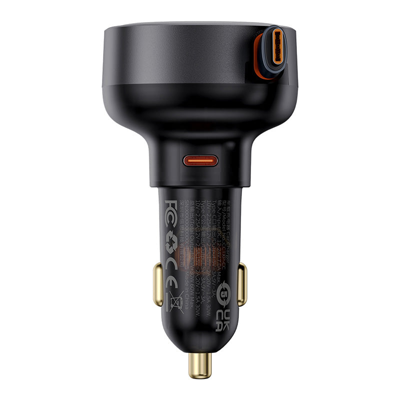 Baseus Enjoyment Pro C+C Retractable cable 60W Car Charger