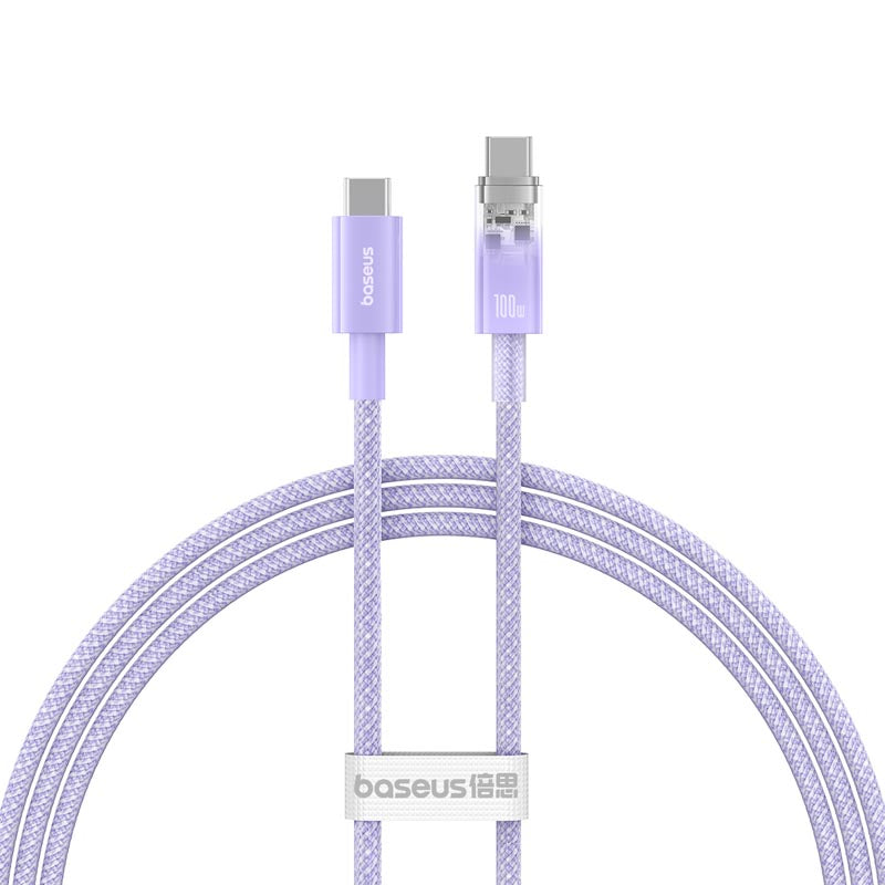 Baseus Explorer Series Fast Charging Cable with Smart Temperature Control USB to Type-C 100W 1m Nebula Purple