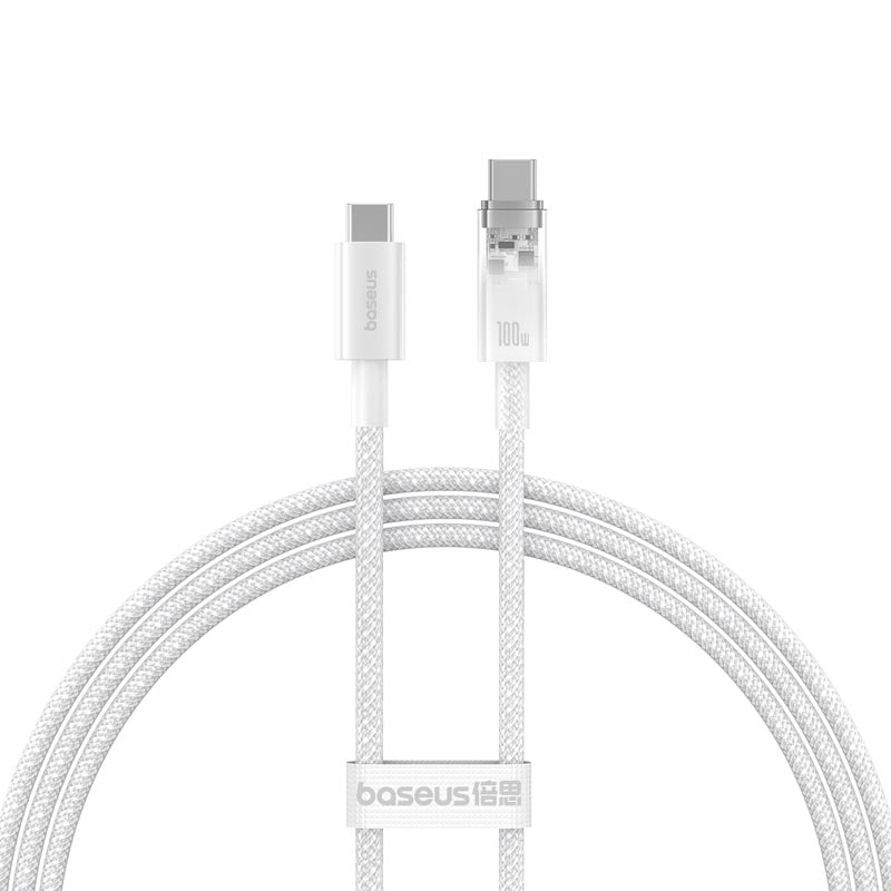Baseus Explorer Series Fast Charging Cable with Smart Temperature Control Type-C to Type-C 100W 1m Stellar White