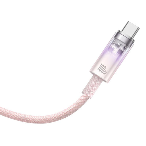 Baseus Explorer Series Fast Charging Cable with Smart Temperature Control Type-C to Type-C 100W 1m Baby Pink