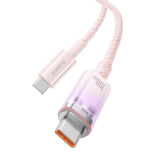 Baseus Explorer Series Fast Charging Cable with Smart Temperature Control Type-C to Type-C 100W 1m Baby Pink