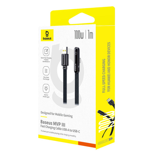 Baseus MVP 3 Fast Charging Cable USB-A to USB-C 100W 1M - Cosmic Black