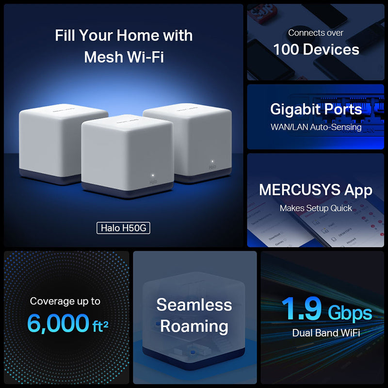 Mercusys Halo H50G AC1900 Whole Home Mesh Wi-Fi (3-pack)