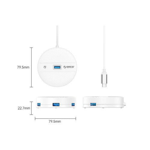 Orico YS1-C2-10-WH-BP 4-Port USB Hub 1m (White)