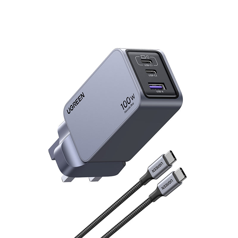 Ugreen X757 Nexode Pro 100W PD GAN Charger (3C1A) with 100W USB-C to USB-C Cable