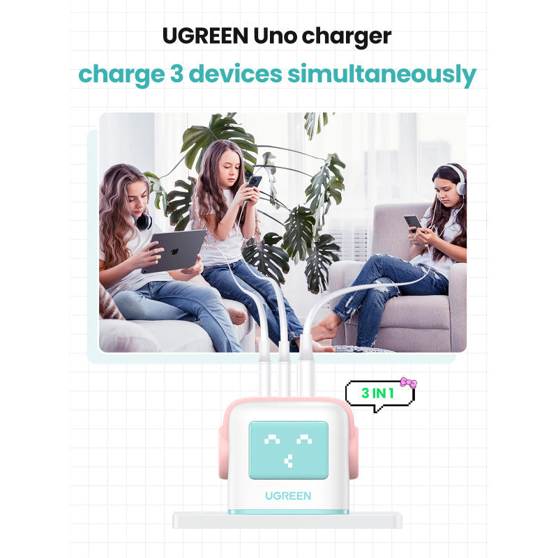 Ugreen CD361 Nexode RG 65W PD GaN Fast Charger (2C1A) - Pink