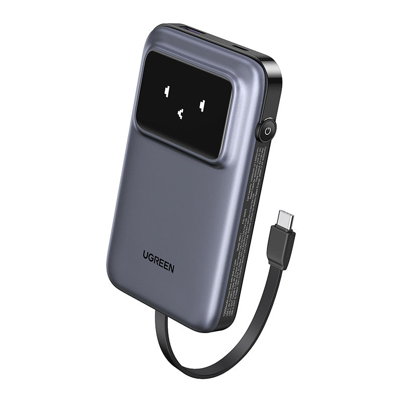 Ugreen PB511 10000mAh 30W PD Power Bank with Built-in USB-C to USB-C Cable (Black)