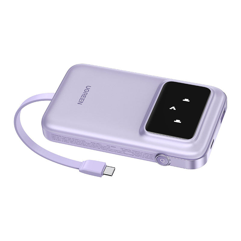 Ugreen PB511 10000mAh 30W PD Power Bank with Built-in USB-C to USB-C Cable (Purple)