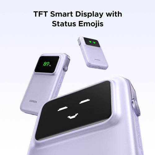 Ugreen PB511 10000mAh 30W PD Power Bank with Built-in USB-C to USB-C Cable (Purple)