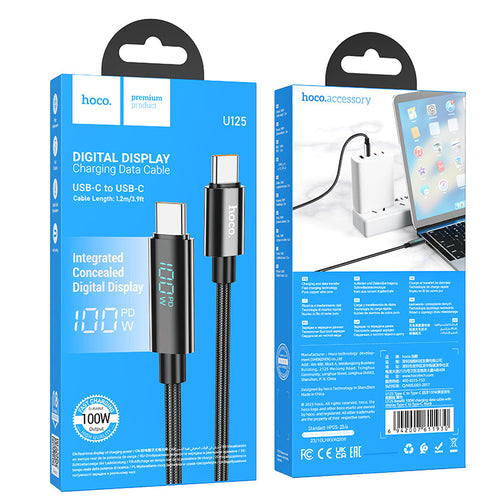 Hoco U125 Benefit 100W Charging Data Cable with Display Type-C to C
