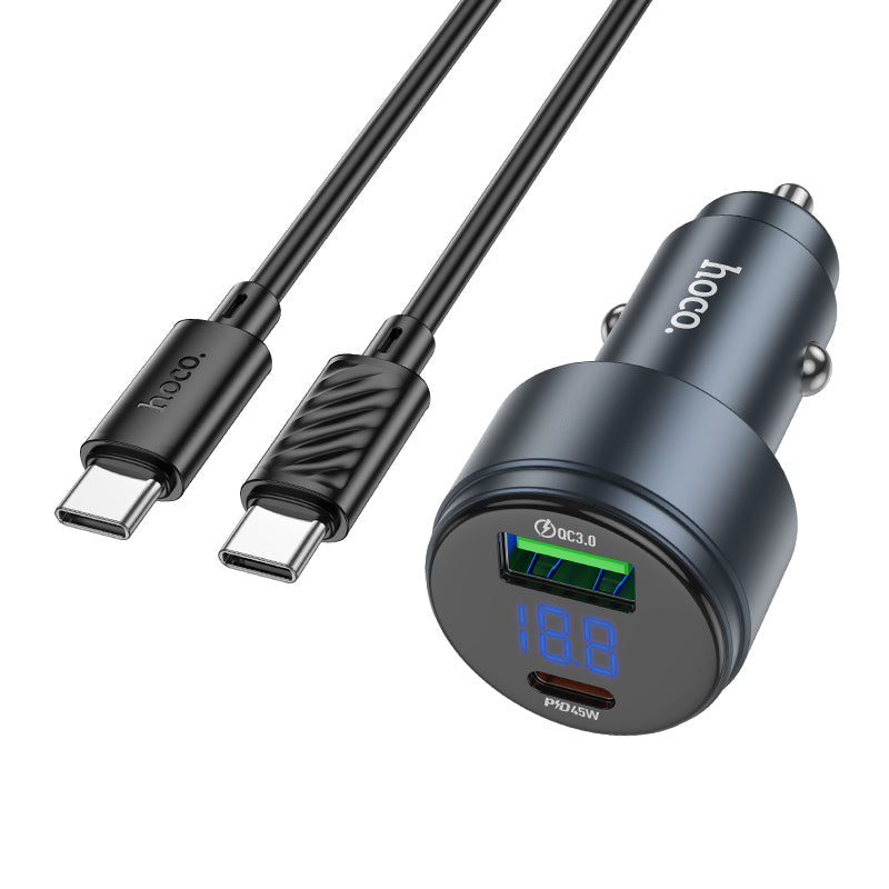 Hoco Z57B Glorious 63W Dual-Port PD45W+QC3.0 C-C Car Charger Set