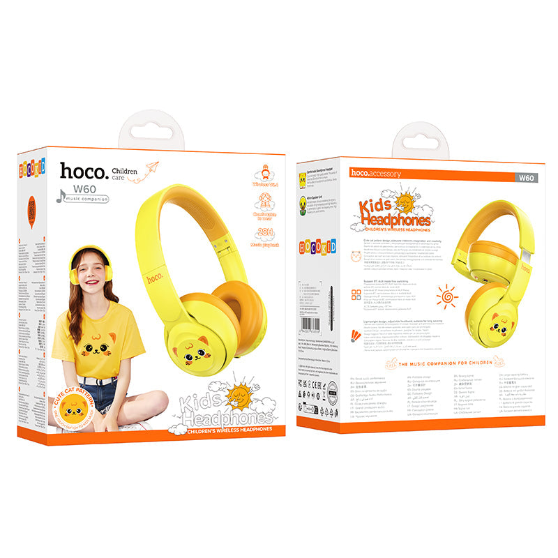 Hoco W60 Rhyme BT Headphones for Children (Sun Yellow)