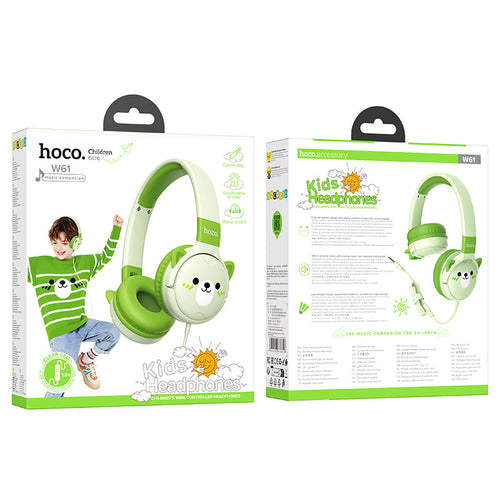 Hoco W61 Voice Wired Headphones for Children (Emerald Green)
