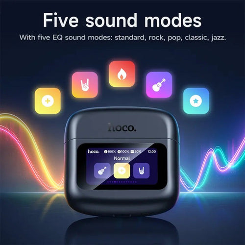 Hoco EQ14 Cool Color True Wireless BT Headset with Touchscreen (Black)