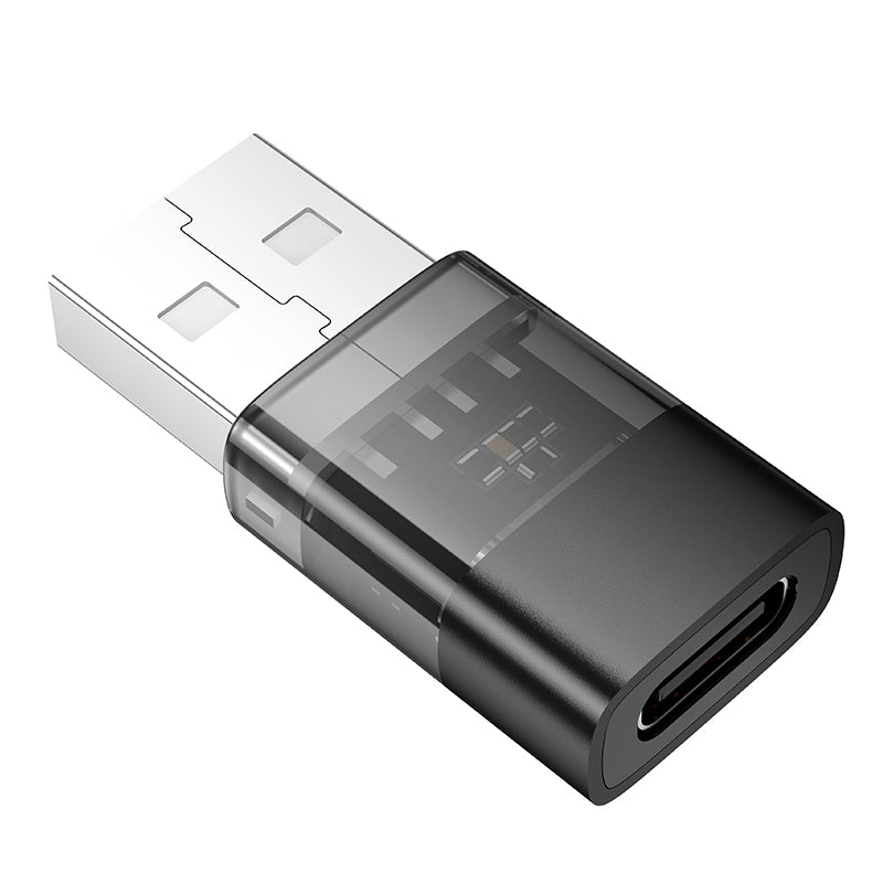 Hoco UA36C USB-A to USB-C USB2.0 Transparent Adapter (Black)
