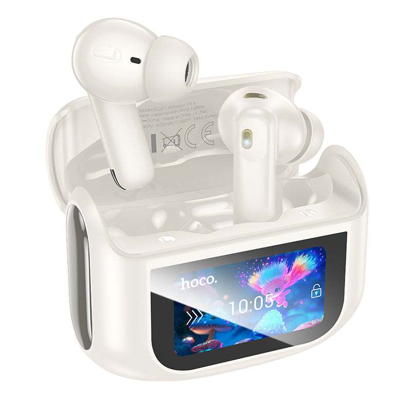 Hoco EQ21 Sandy TWS ANC+ENC with Touch Screen (White)