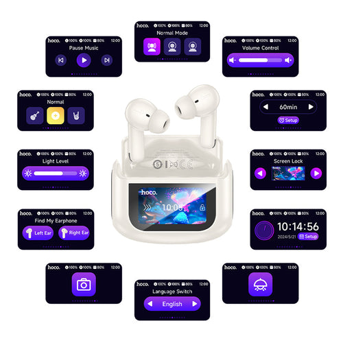 Hoco EQ21 Sandy TWS ANC+ENC with Touch Screen (White)