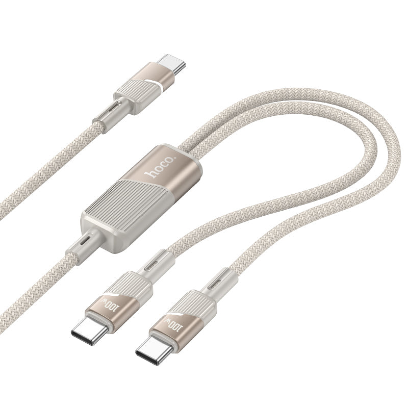 Hoco U139 USB-C to C+C 100W Fast Charging Data Cable (Gold)