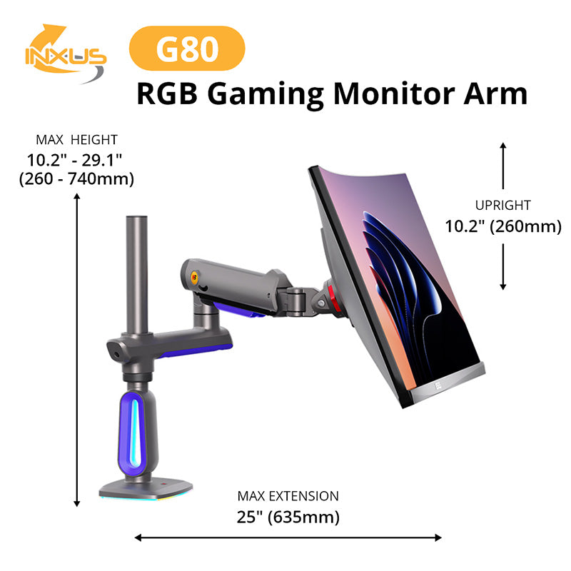 Northbayou G80 Gaming Monitor Arm Blue with RGB